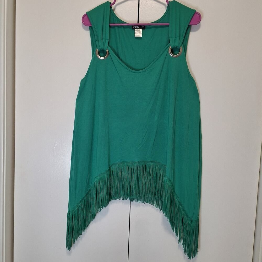 Venus Green Tassels Blouse Size Large